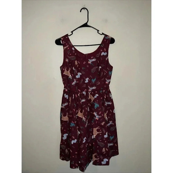 Modcloth Optimistic Effect Woodland Creature Critter Sleeveless Dress Small - Picture 1 of 3